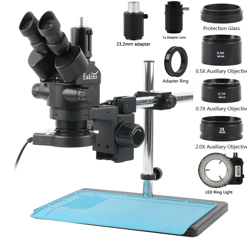Trinocular Stereo Microscope 7X-45X - Set Mikroskop Trinokuler Stereo Industri 3.5X