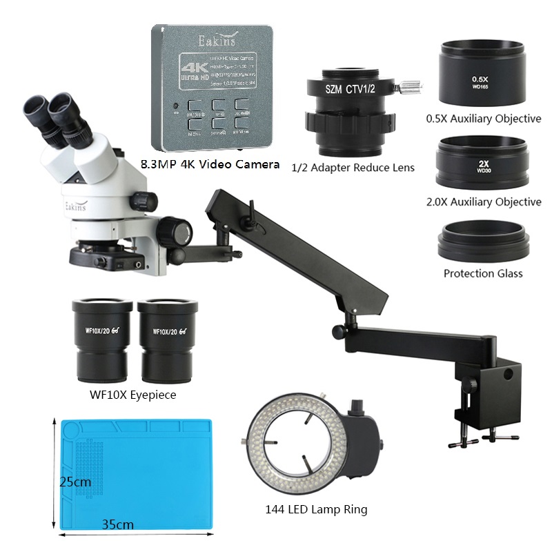 Trinocular Stereo Microscope 7X-45X - Simul fokus Zoom 3. 5x-90x artikulator