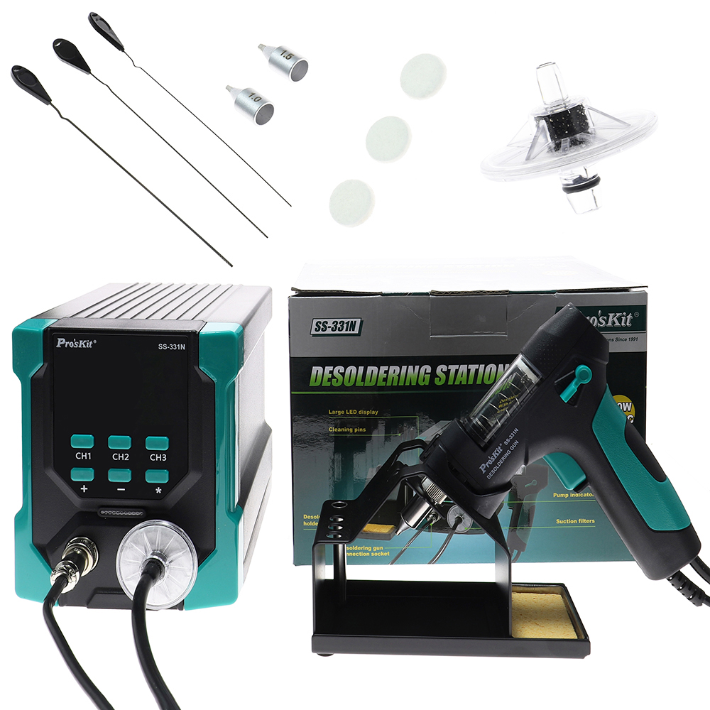 Desoldering Pump Electric Vacuum Station - Stasiun Pematrian Digital SS-331N, Pistol Timah