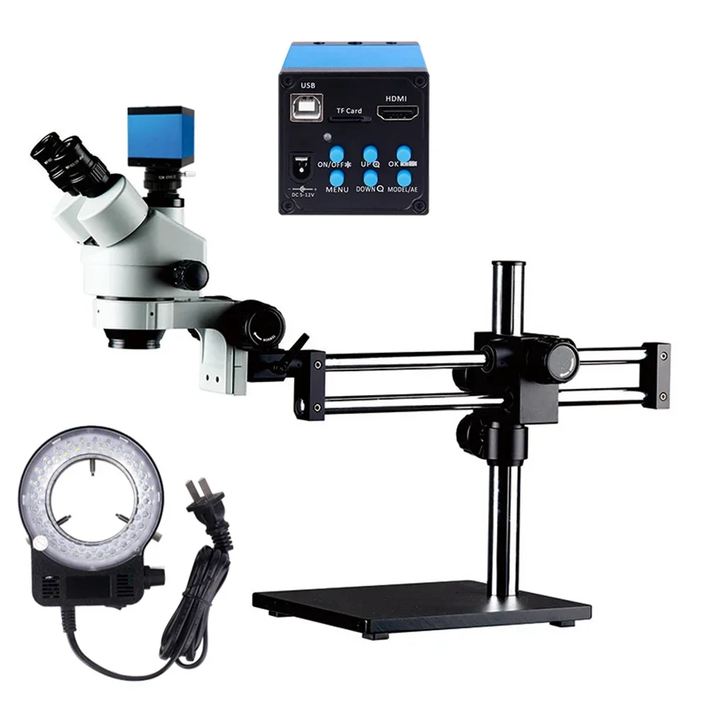Trinocular Stereo Microscope 7X-45X - Mikroskop Stereo Trinokuler 2026/Steady Base Double