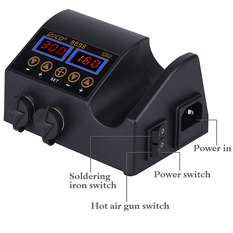 2 In 1 Soldering Rework Station 750W - JCD 8898‑16 750W 2‑in‑1 Stasiun Penyolderan