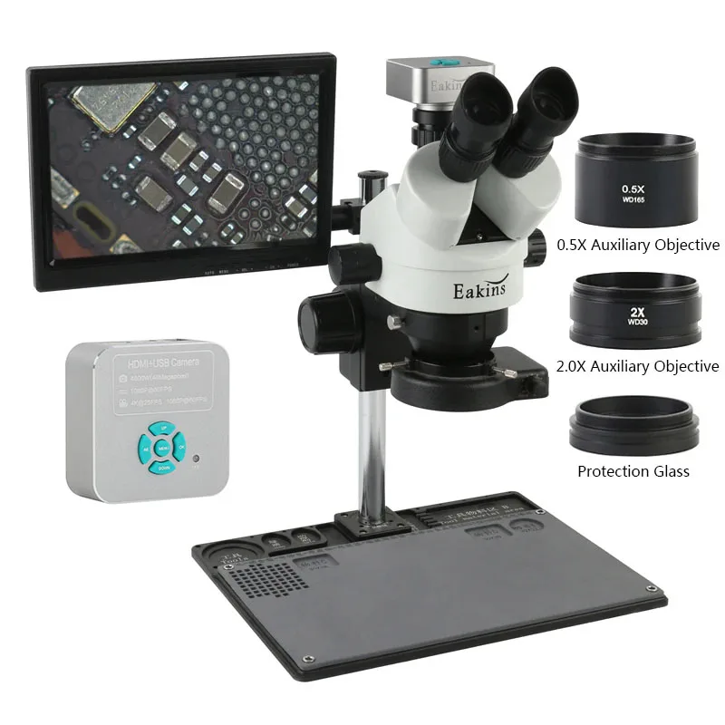 7X 45X Zoom Industri Simul-fok - Simul-Focal Industrial Microscope 4K Hdmi ulasan dan harga