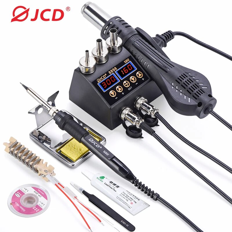 JCD 8898 stasiun solder 750W,  - 2 In 1 Soldering Rework Station 750W ulasan dan harga