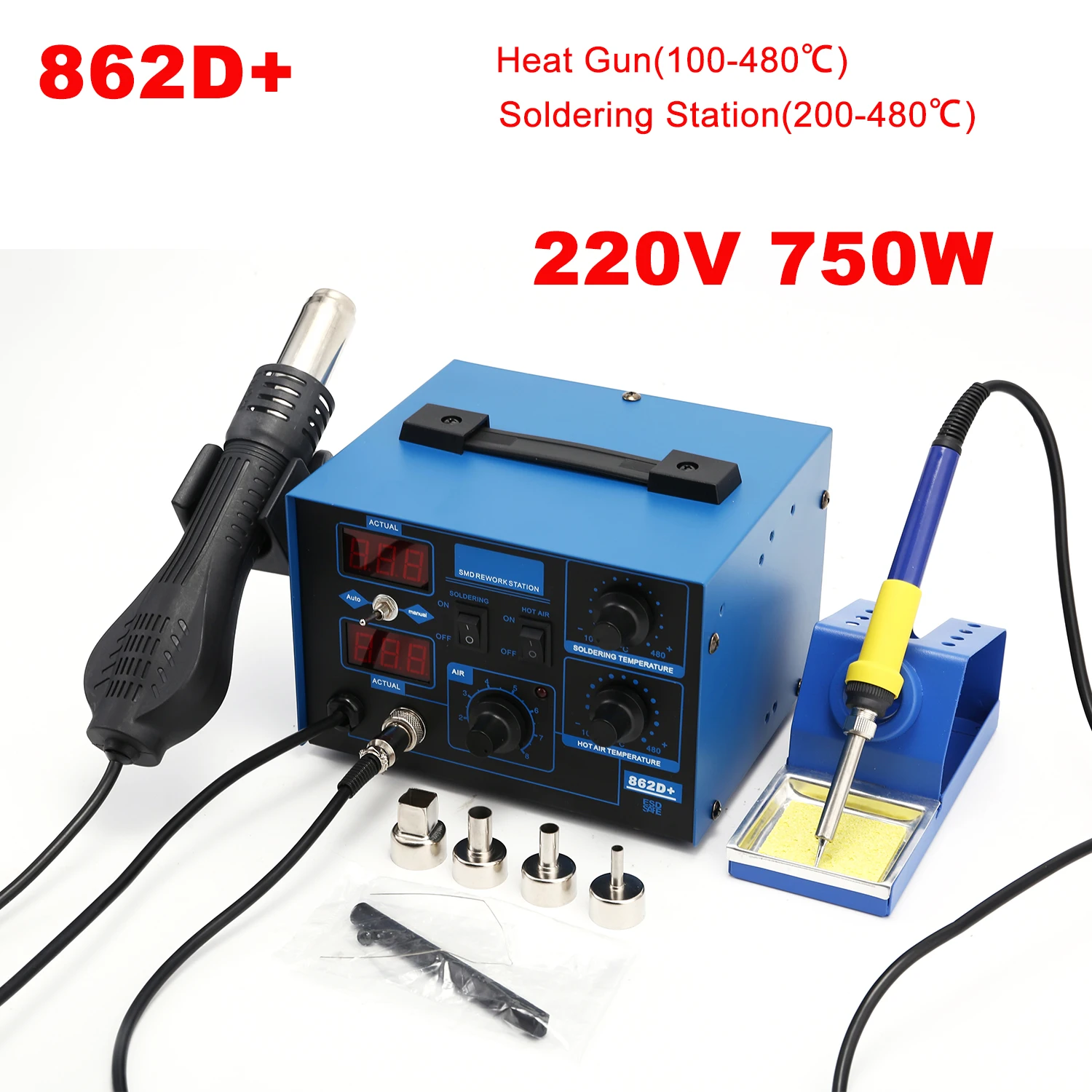 Stasiun Solder 862D+ 2 in 1, S - 2 In 1 Soldering Rework Station 750W ulasan dan harga