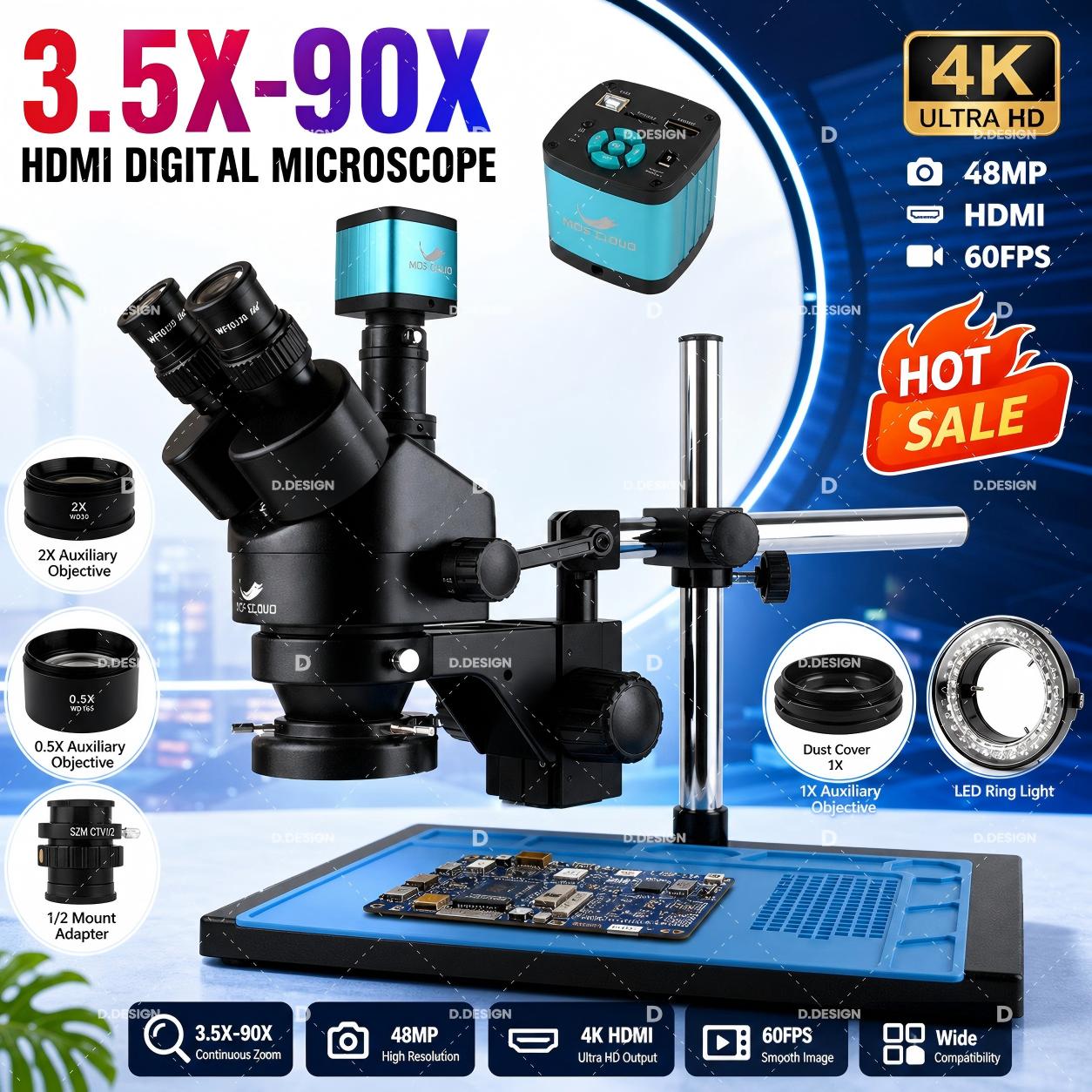 Mikroskop Trinokuler Stereo In - Simul-Focal Industrial Microscope 4K Hdmi ulasan dan harga