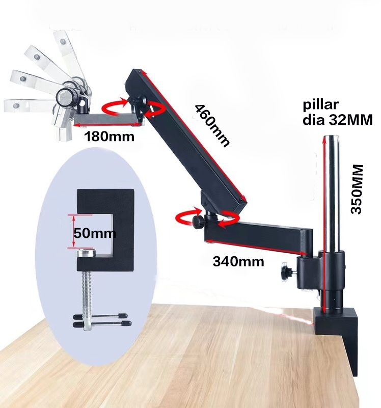 Statif Mikroskop Stereo Trinok - Articulating Arm Boom Stand Microscope ulasan dan harga
