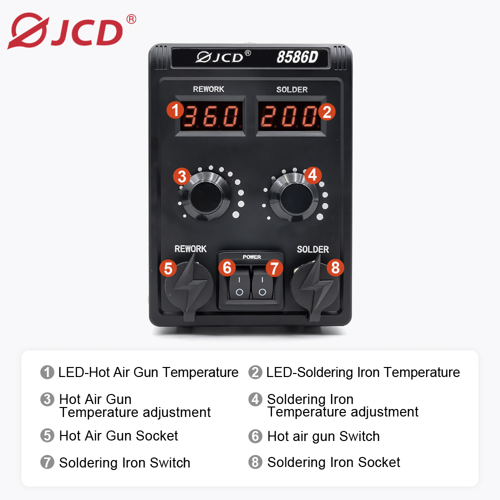 JCD 8586D 2-In-1 Stasiun Solde - 2 In 1 Soldering Rework Station 750W ulasan dan harga